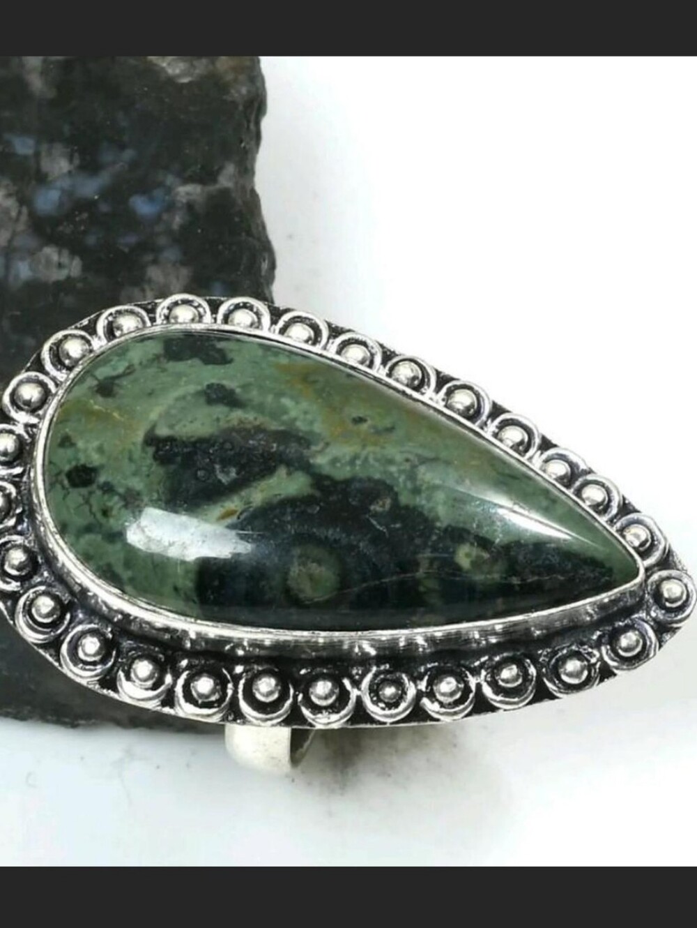 NEW✨️Sterling Silver High Grade Kambaba Jasper Statement Crystal Ring US 7.5 ✨️